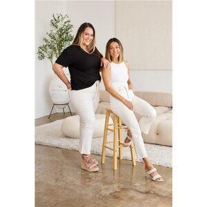 RFM Mini Mia Full Size Tummy Control High Waist Raw Hem Jeans